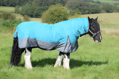 1200D Lightweight Waterproof Horse Turnout Rug 0g No Fill Combo Full Neck Aqua/Dark Grey