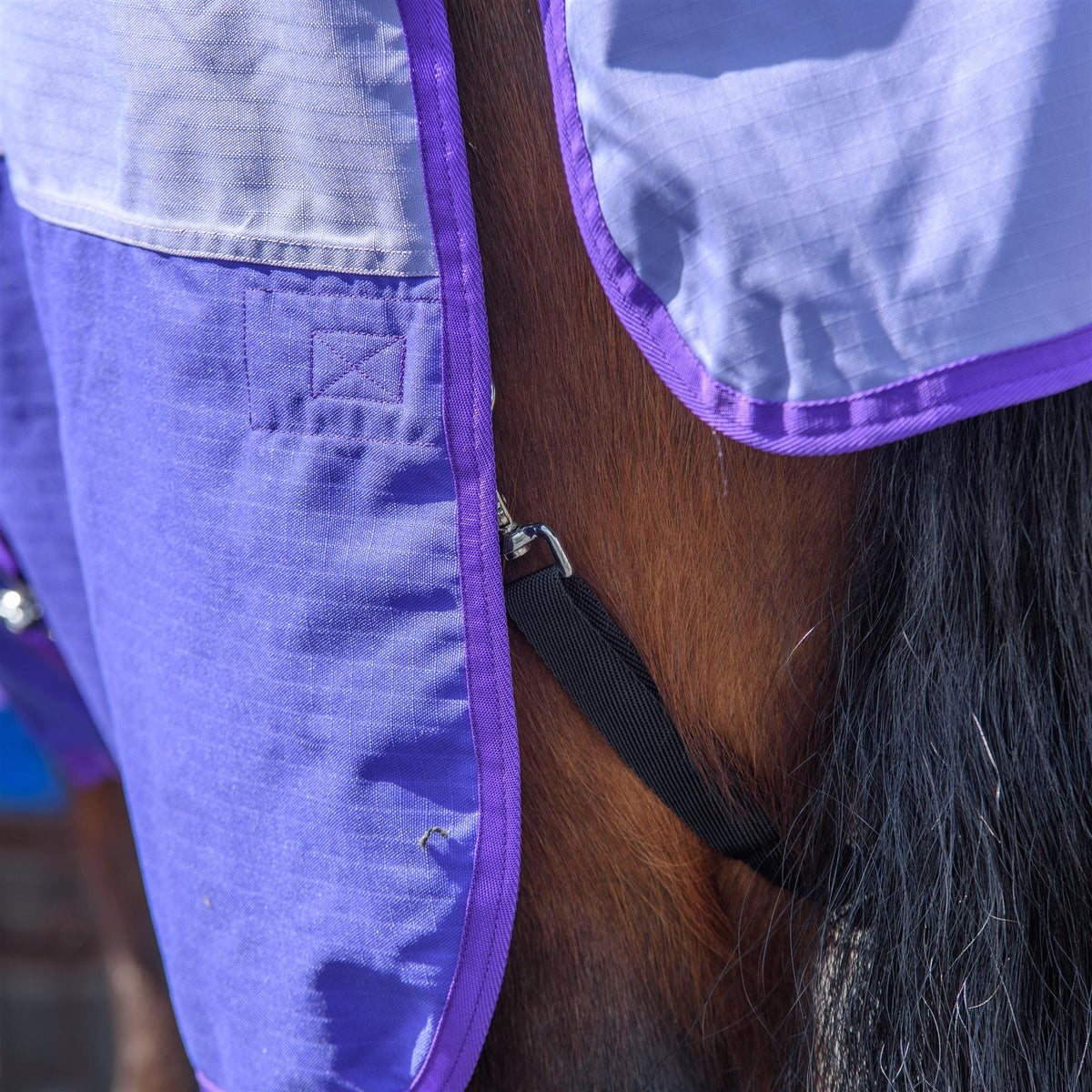 600D Lightweight Waterproof Horse Turnout Rug 0g No Fill Half Neck Lavender/Purple