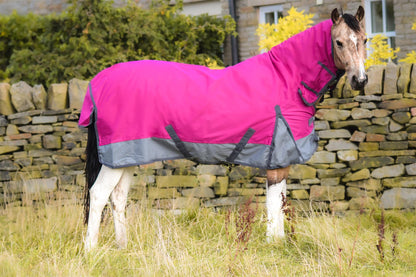 1200D Lightweight Waterproof Horse Turnout Rug 0g No Fill Combo Full Neck Raspberry/Grey