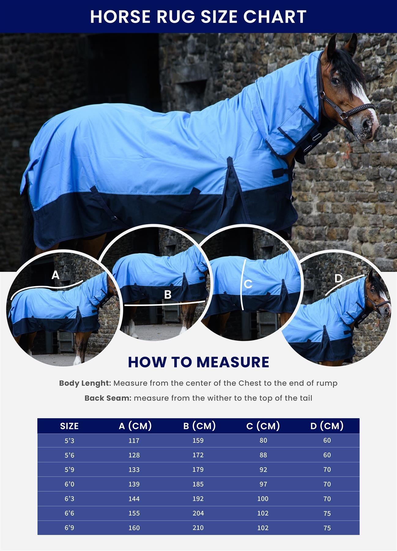 600D Lightweight Turnout Horse Rug Water Resistant Combo Neck Aqua/Grey 5'3-6'9