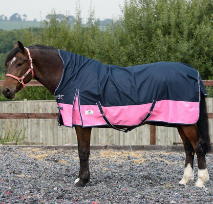 1200D Lightweight Waterproof Horse Turnout Rug 0g No Fill Half Neck Navy/Pink
