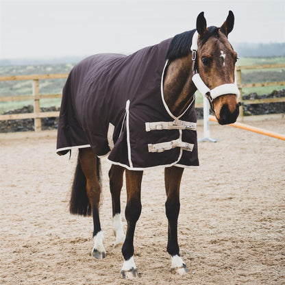 600D Mediumweight Waterproof Horse Turnout Rug 100g Fill Half Neck Brown