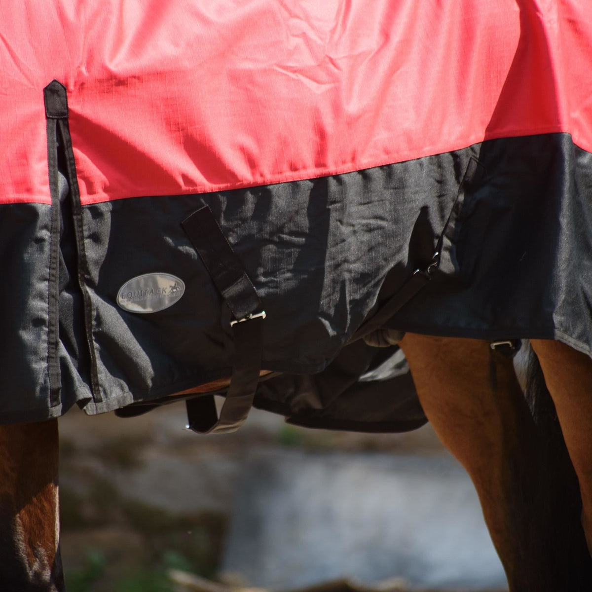 Pferdedecke, Outdoordecke, Regendecke, Winterdecke, wasserdicht, 1200D, 300g Füllung, Halsteil, Blau/Schwarz