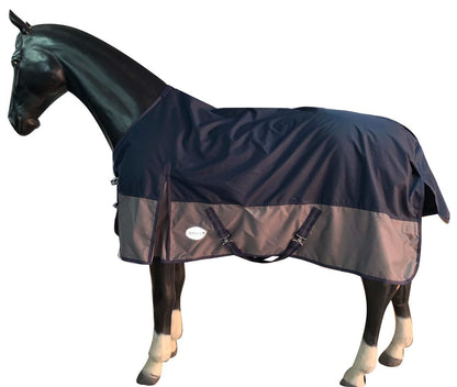 600D Mediumweight Wasserdichte Pferde-Outdoordecke 100g Füllung Standardhals Navy/Grau