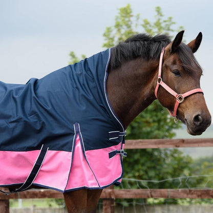1200D Lightweight Waterproof Horse Turnout Rug 0g No Fill Half Neck Navy/Pink