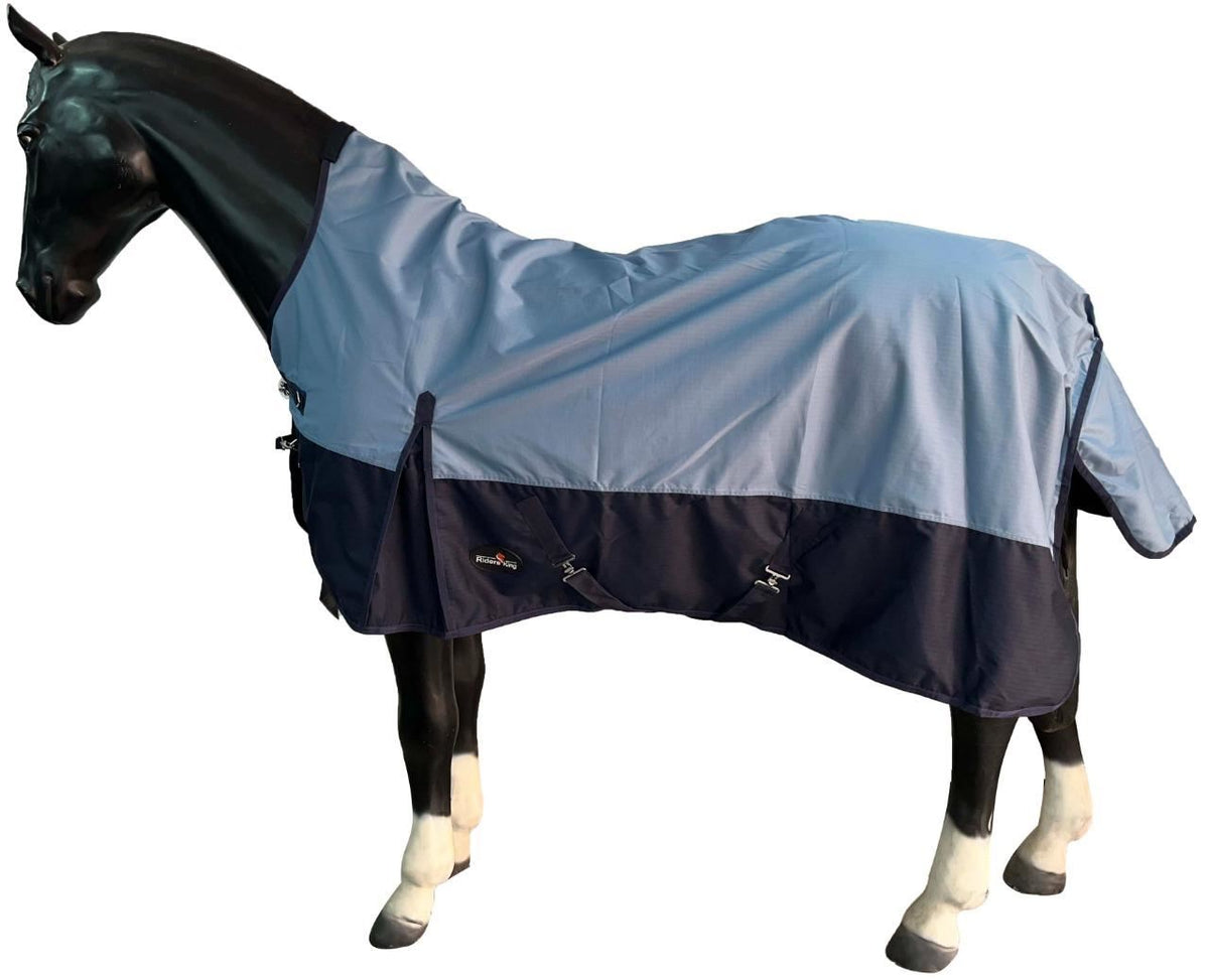 600D Leichte wasserdichte Pferde-Outdoordecke 0g Ohne Füllung Regular Neck Denim/Navy