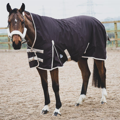 600D Mediumweight Waterproof Horse Turnout Rug 100g Fill Half Neck Brown