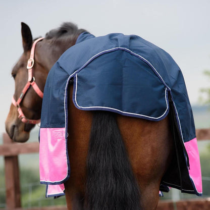 1200D Lightweight Waterproof Horse Turnout Rug 0g No Fill Half Neck Navy/Pink