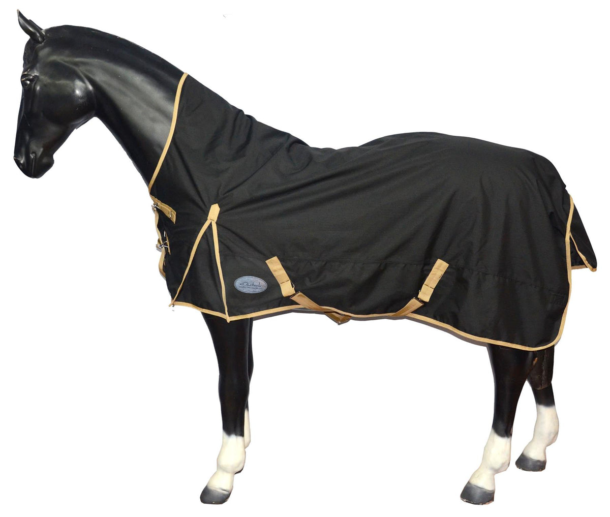 600D Lightweight Waterproof Horse Turnout Rug 0g No Fill Half Neck Black