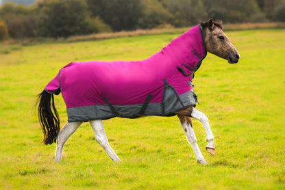 1200D Lightweight Waterproof Horse Turnout Rug 0g No Fill Combo Full Neck Raspberry/Grey