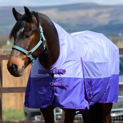 600D Lightweight Waterproof Horse Turnout Rug 0g No Fill Half Neck Lavender/Purple
