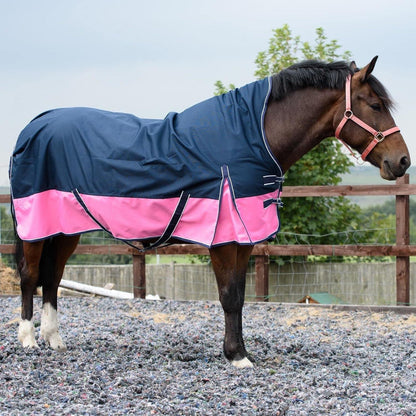 1200D Lightweight Waterproof Horse Turnout Rug 0g No Fill Half Neck Navy/Pink