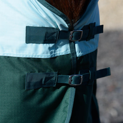 600D Lightweight Waterproof Horse Turnout Rug 0g No Fill Regular Neck Pista Aqua/Bottle Green