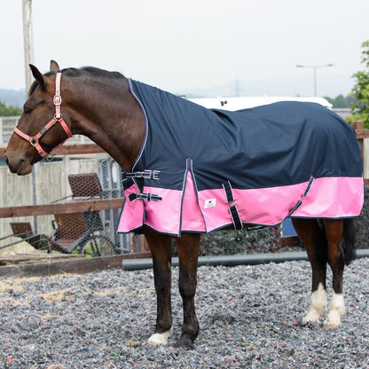 1200D Lightweight Waterproof Horse Turnout Rug 0g No Fill Half Neck Navy/Pink