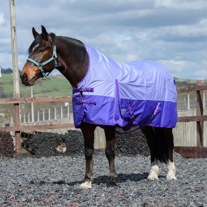 600D Lightweight Waterproof Horse Turnout Rug 0g No Fill Half Neck Lavender/Purple