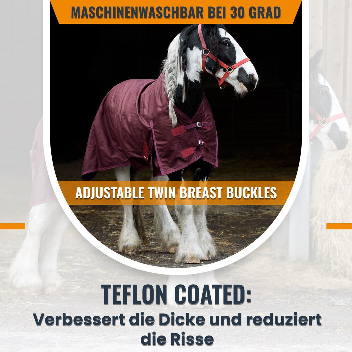 600D Leichte wasserdichte Pferde-Outdoordecke 0g Ohne Füllung Half Neck Dunkelburgund