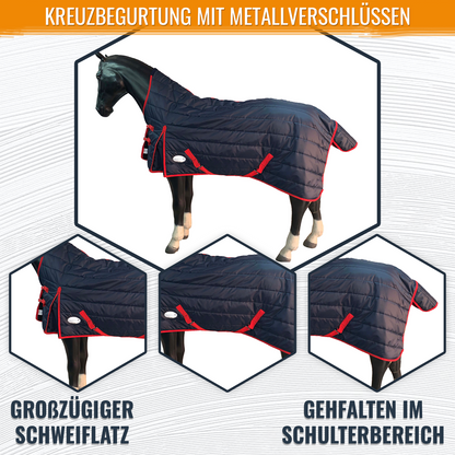 210D Mediumweight Waterproof Horse Stable Rug 200g Fill Half Neck Navy