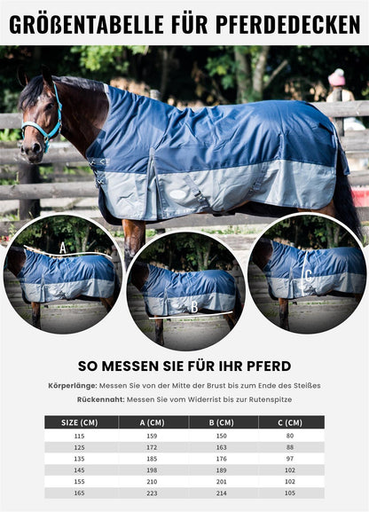 1200D Mediumweight Waterproof Horse Turnout Rug 100g Fill Half Neck Navy/Pink