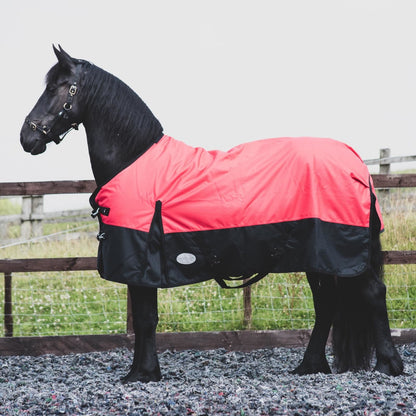 1200D Mediumweight Wasserdichte Pferde-Outdoordecke 100g Füllung Standardhals Rot/Schwarz