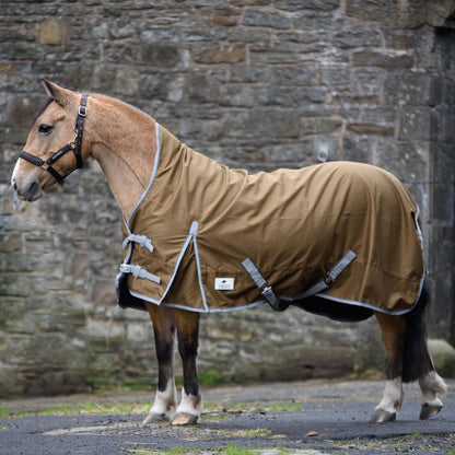 600D Leichte wasserdichte Pferde-Regendecke 0g ohne Füllung, Halbhoher Hals, Hellbraun