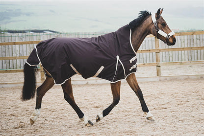 600D Mediumweight Waterproof Horse Turnout Rug 100g Fill Half Neck Brown