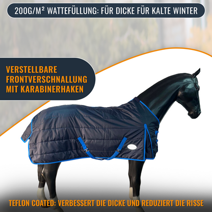 210D Mediumweight Waterproof Horse Stable Rug 200g Fill Standard Neck Navy